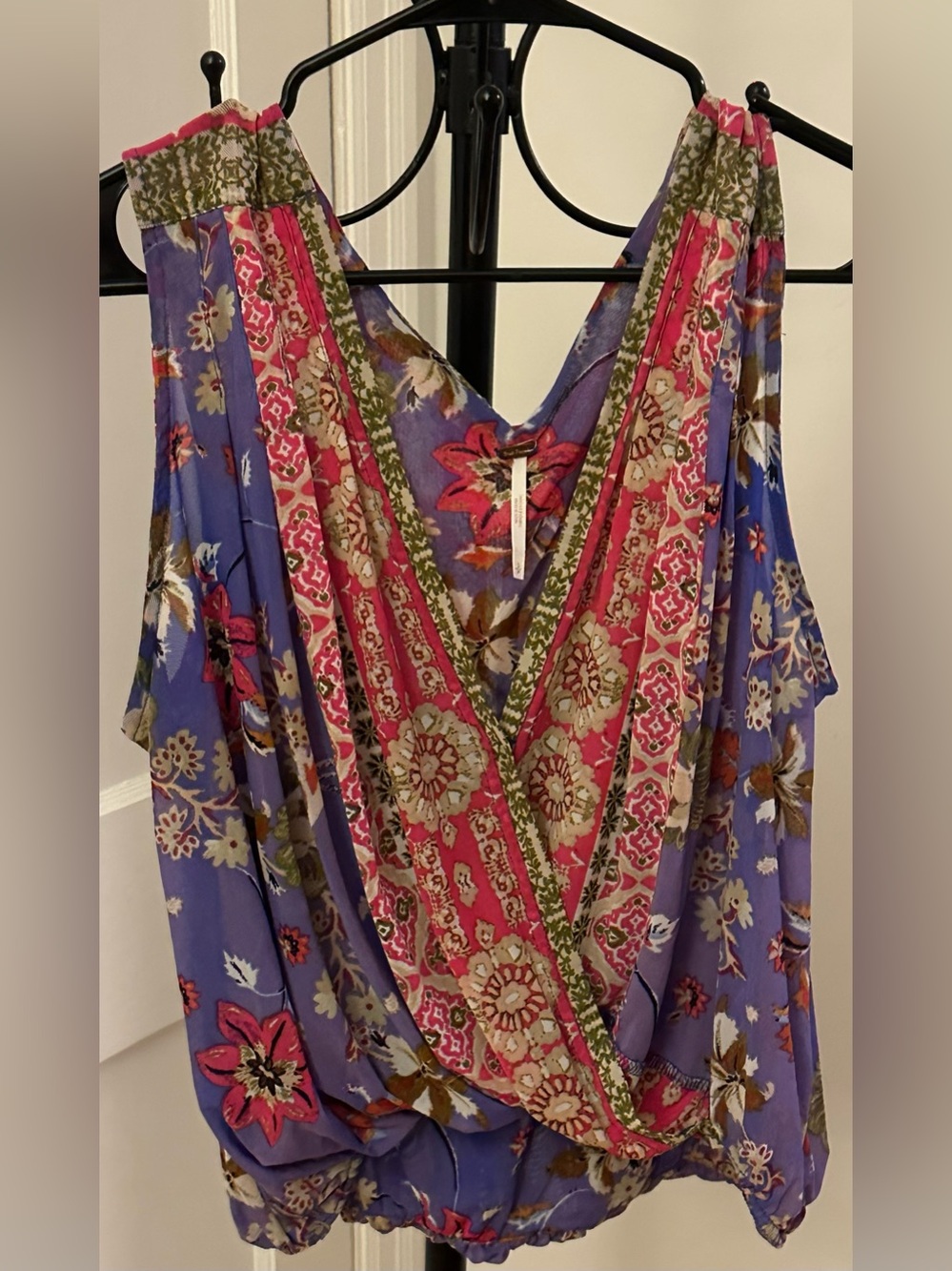 Free People Floral Mixed-Print V-Neck Tunic Size Small